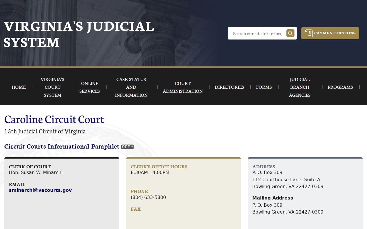 Caroline County court case lookup for Circuit Court records