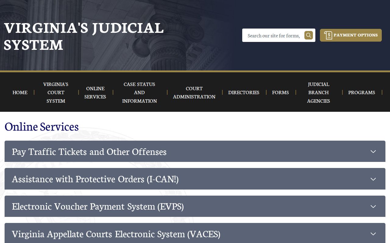 Virginia online services for Caroline County court case records