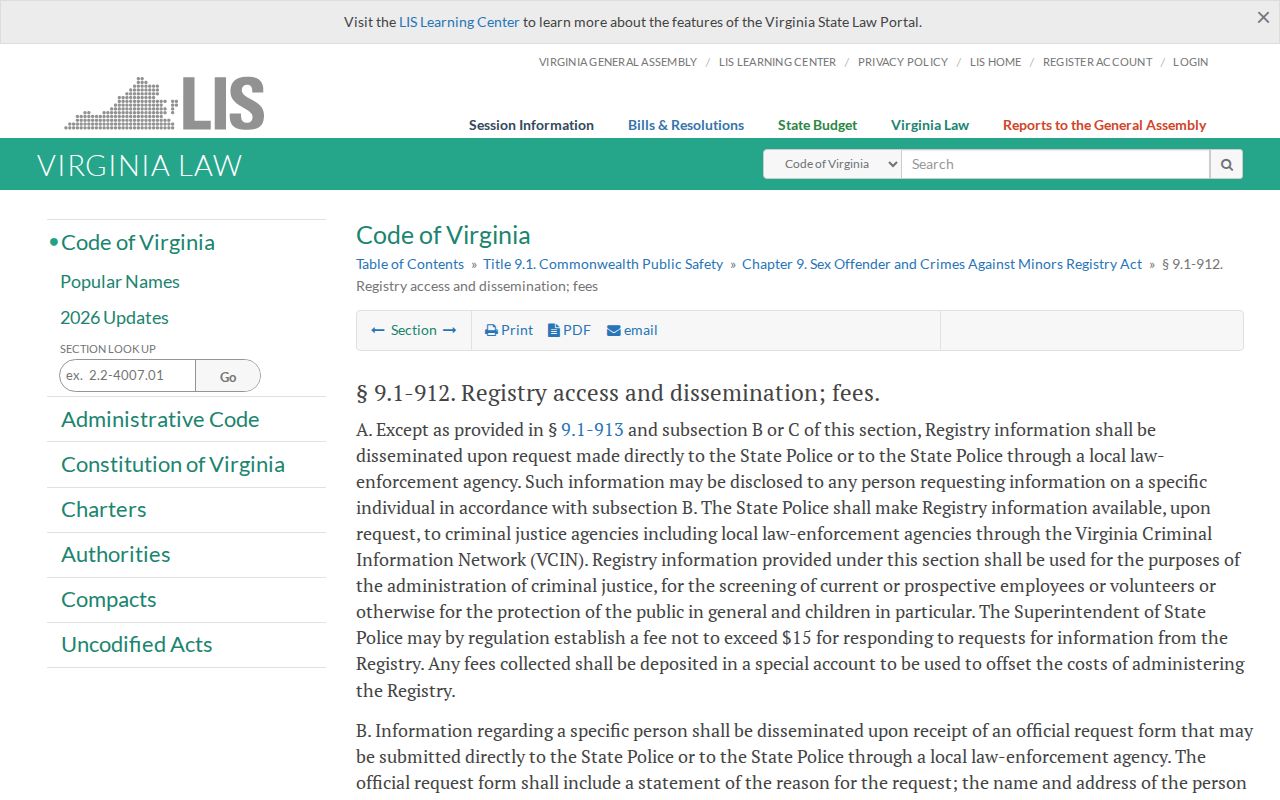 Caroline County sex offender registry public access law