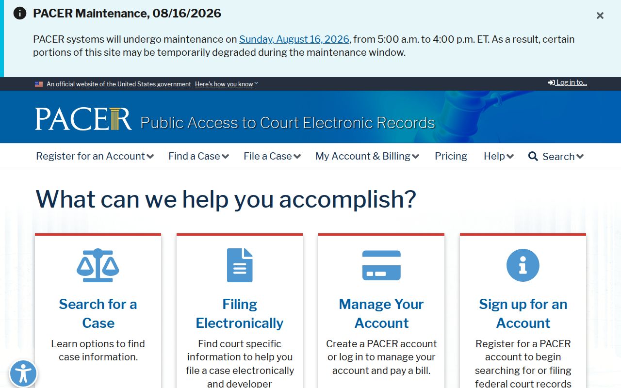 Port Royal federal criminal record lookup through PACER