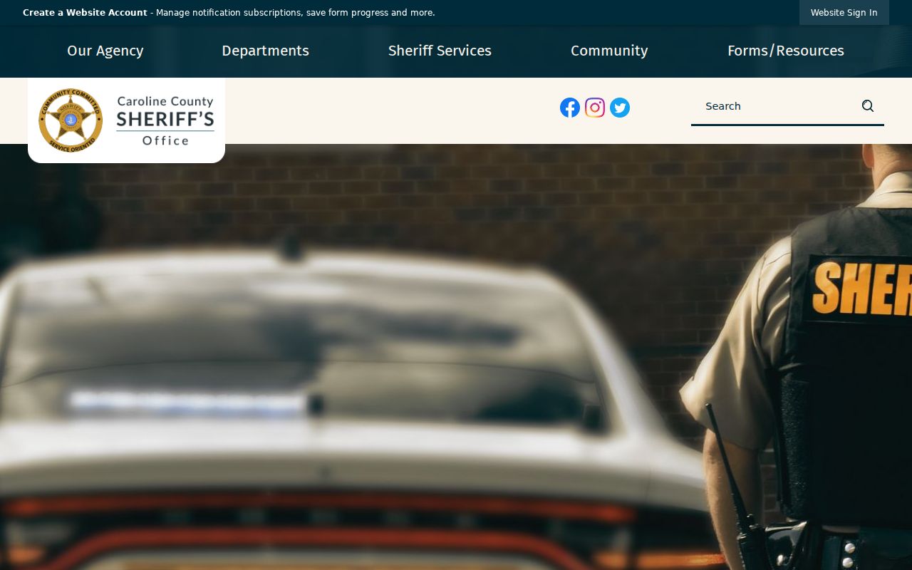 Caroline County criminal history access through the sheriff's office